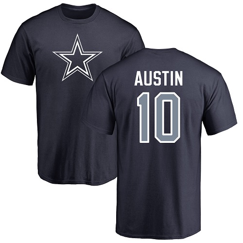 Men Dallas Cowboys Navy Blue Tavon Austin Name and Number Logo #10 Nike NFL T Shirt